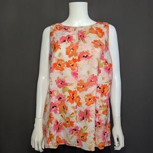 🏵️ LOFT Orange, Pink, & White Tank Top Size L